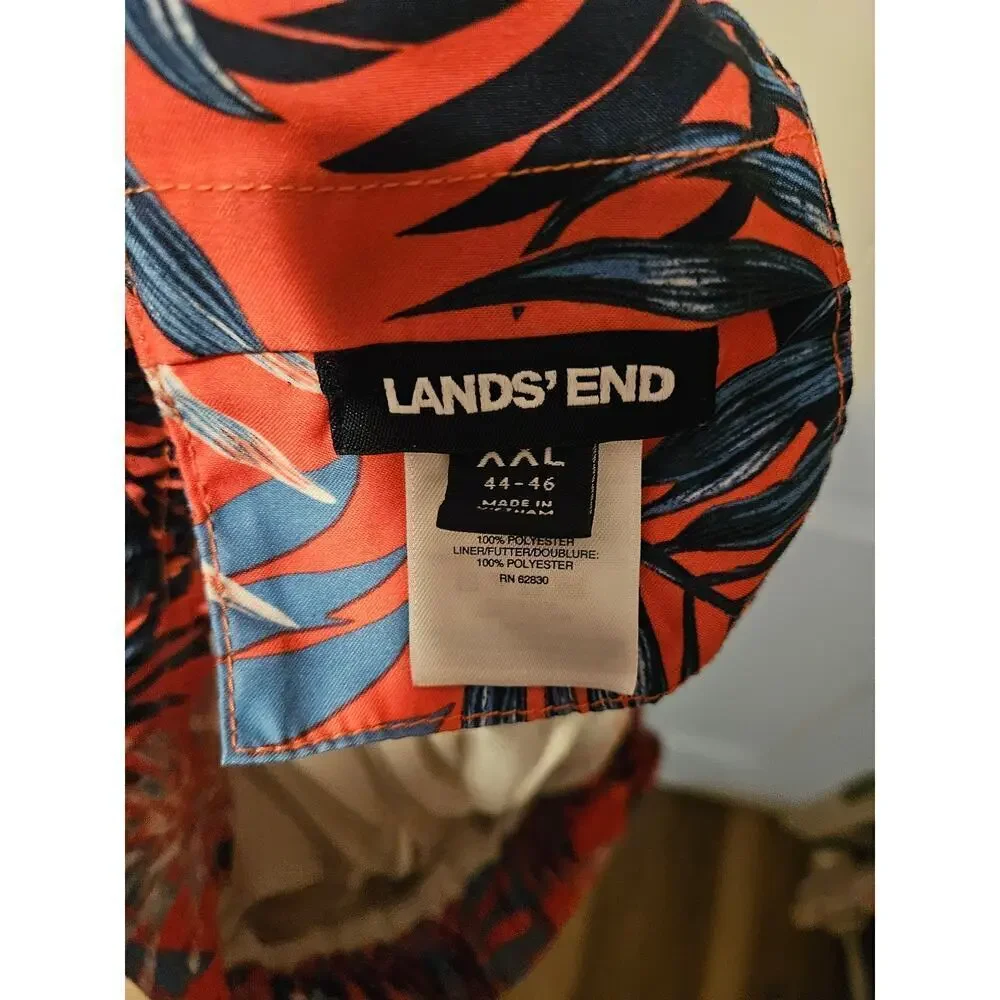 Lands End Swim trucks shorts mens Hawaiian‎ orange blue XXL 44-46
